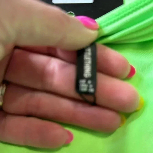 Pretty little thing lime green bikini triangle top high waist bottoms NWT 4 - Picture 3 of 6